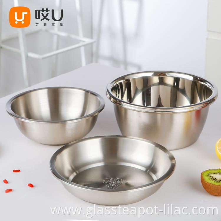 Hey Lilac Free Sample Low Shipping Good Quality Round Soup Plate Restaurant Deep Rice Serving Stainless steel soup plate